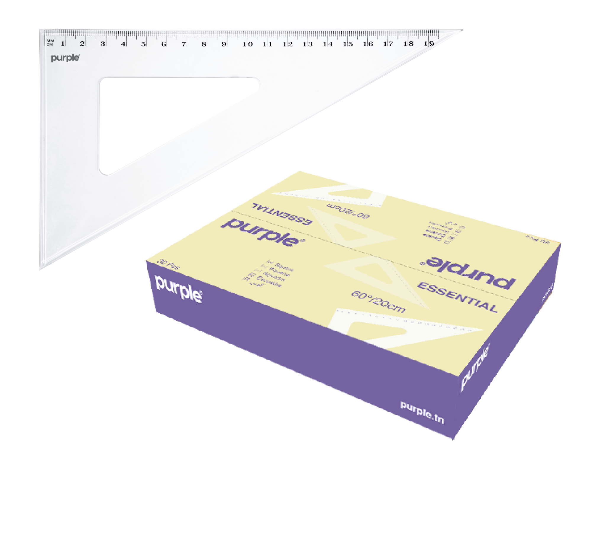 équerre Professionnelle Transparente Equerre 45° Minerva 50cm - Bord Antitache Fabriqué En France Equerre Transparente